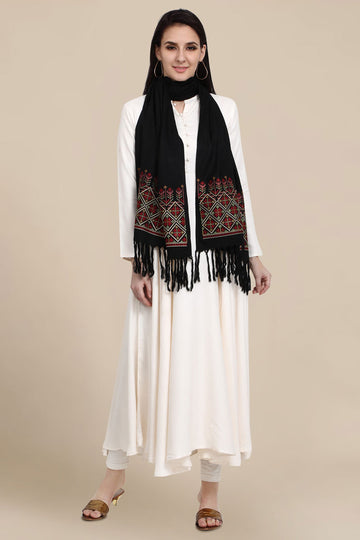 Black Color Pure Viscose Winter Stole